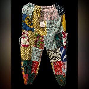 #86 NWT 100% cotton patchwork jogger bottom pants